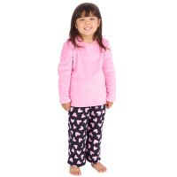 15C679: Girls Plush Top & Super Soft Printed Fleece Lounge Pant (3-8 Years)